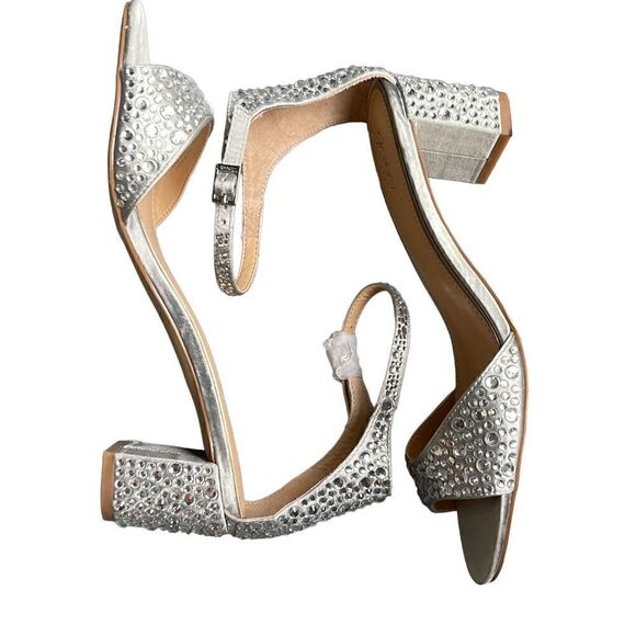 NWOT Jewel Badgley Mischka Woman’s Rhinestone Jillian Block Heel Sandals Size 8 - Picture 5 of 7